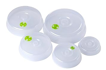 Tebery 5 Stück Mikrowellenabdeckhaube Basic- aus Kunststoff (PP) - 5 Größen - transparent
