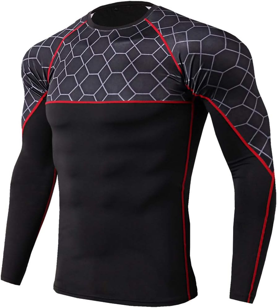 Amazon.com: BSFSDWX Men's Long-Sleeved Workout Clothes Gym Clothing Stitching Color Compression 
