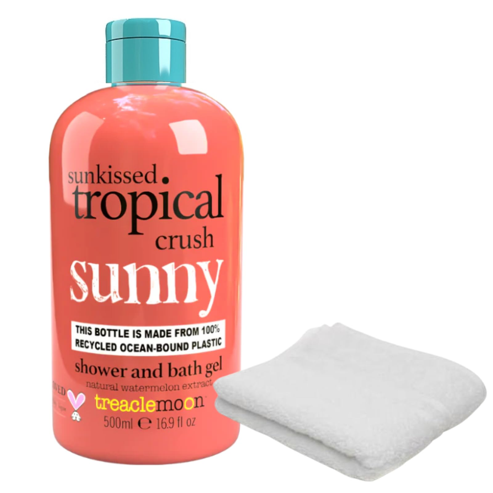 Treacle Moon Sunkissed Tropical Crush Sunny Shower & Bath Gel 500ml with Bath Washcloth - Luxurious, Refreshing, and Nourishing Skin Care Duo