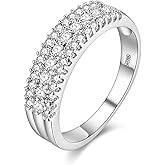 Uloveido Fashion Platinum Plated CZ Crystal Rings for Women Wedding Engagement Birthday Jewelry Gift Created Diamond Ring for Her Y014