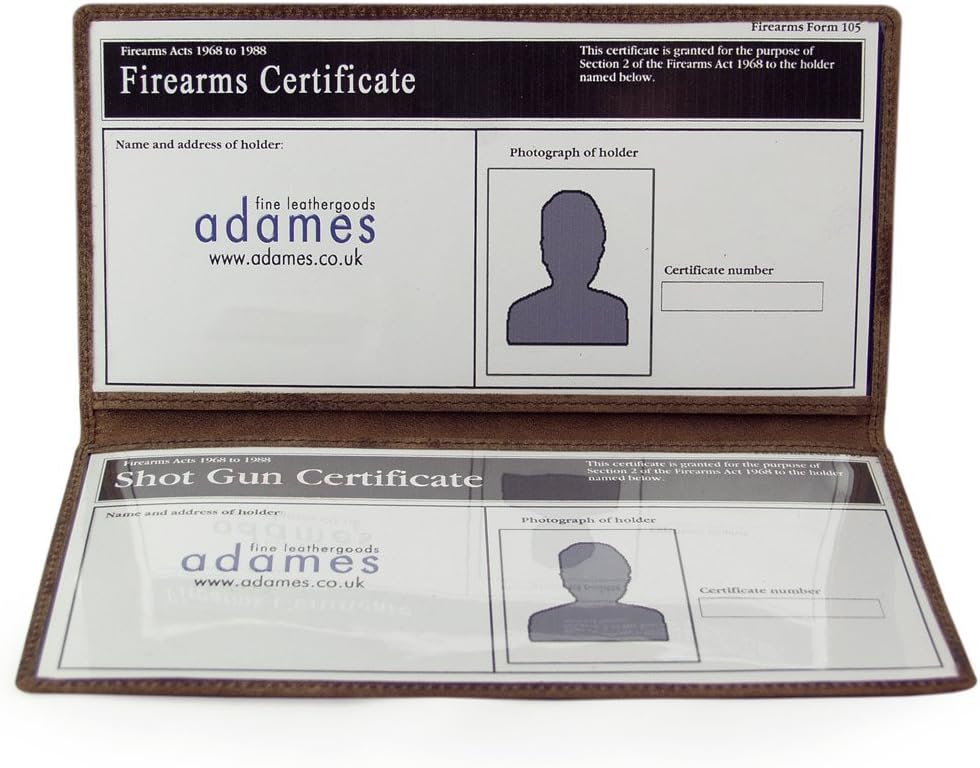Double Shotgun & Firearm Certificate Wallet / Holder, Brown, 22.5cmx11.5cm