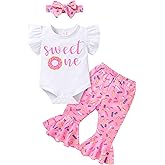 YOUNGER TREE Baby Girl 1st Birthday Outfit - My First Birthday Romper & Flared Pants