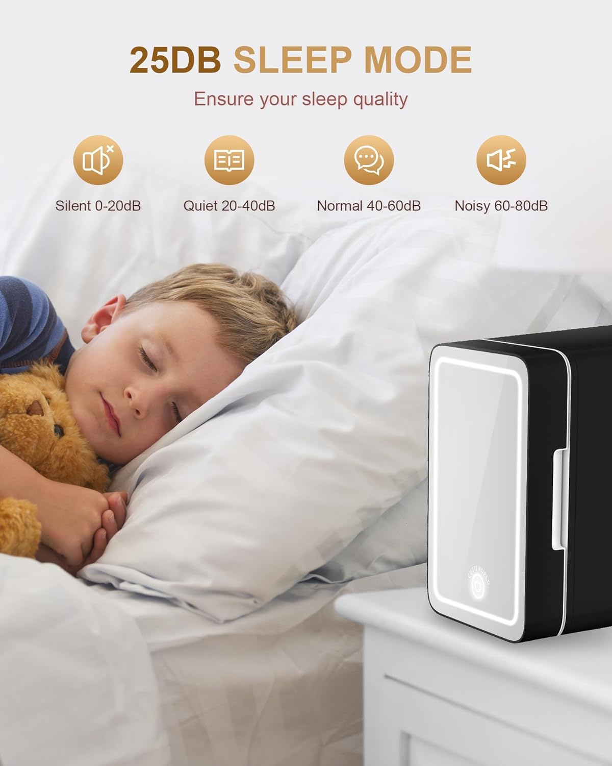 CUTIEWORLD Makeup Fridge With Dimmable LED Light Mirror, 4L Mini Fridge for Bedroom, Car, Office & Dorm, Cooler & Warmer, Portable Small Refrigerator for Cosmetics, Skin Care and Food, Black - Image 6