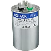 BOJACK 45+7.5 uF 45/7.5 MFD &plusmn;6% 370/440 V AC CBB65 Dual Run Circular Start Capacitor for AC Motor Run or Fan Start or Condenser Straight Cool or Heat Pump Air Conditioner