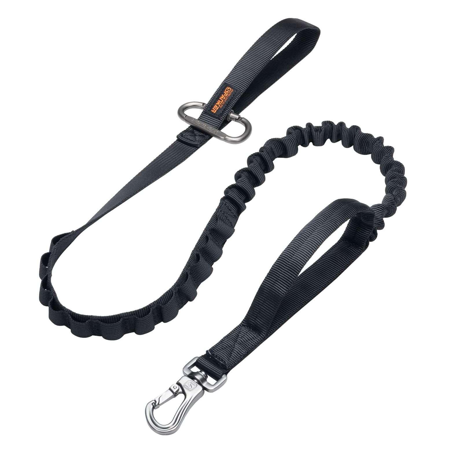 EXCELLENT ELITE SPANKER Tactical Bungee Dog Leash Military Adjustable Dog Leash Quick Release Elastic Leads Rope with 2 Control Handle(Black)