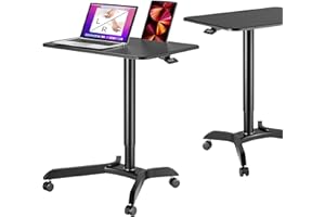 AVLT 48" Ambidextrous Standing Desk Adjustable Height Rolling Desk (4 ft) - Mobile Laptop Desk - Computer Projector Cart - Rolling Height Adjustable Folding Desk - Mobile Black Cart with Brake Casters