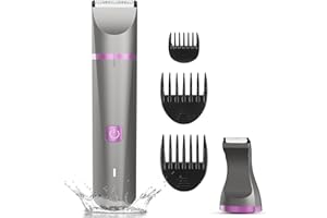 RAXMETRY Hair Trimmer for Women Waterproof Bikini Trimmer Electric Shaver for Pubic Hair Legs Arms Removal Personal Trimmer with Snap-in Ceramic Blades IP7X Washable Head,Wet and Dry Use