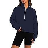 XFIFM Womens Sweatshirts Half Zip Cropped Pullover Fleece Quarter Zipper Hoodies Fall Fashion Outfits Clothes