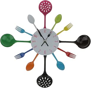 Reloj Pared Moderna Decoración Cocina Forma Cubiertos Tenedor Cuchara