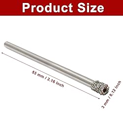 Hordion 20 Pcs 3mm / 1/8 Inch Diamond Drill Bit