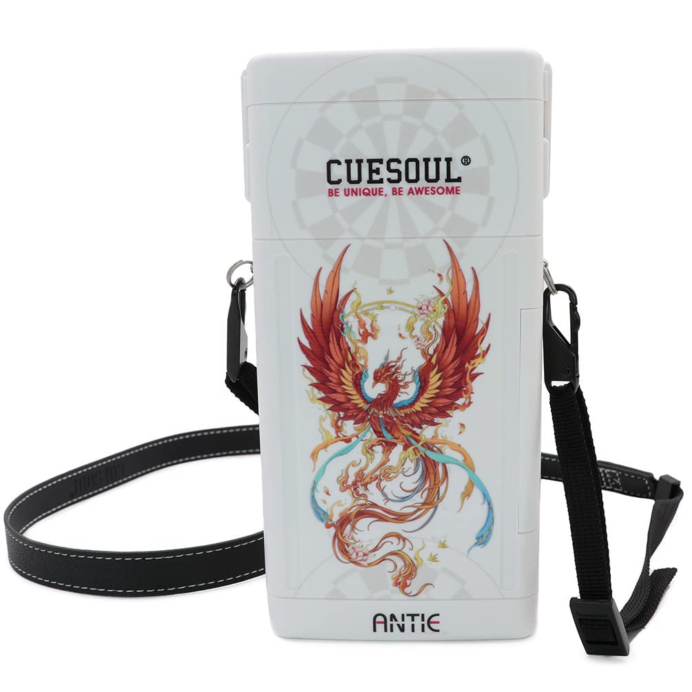CUESOUL ANTIE Hard Dart Case,Holds 6 Steel Tip Darts/Soft Tip Darts & Extra Accessories,with Four Mythological Symbols Design,Durable Use