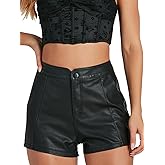 Womens Casual Faux Leather Shorts