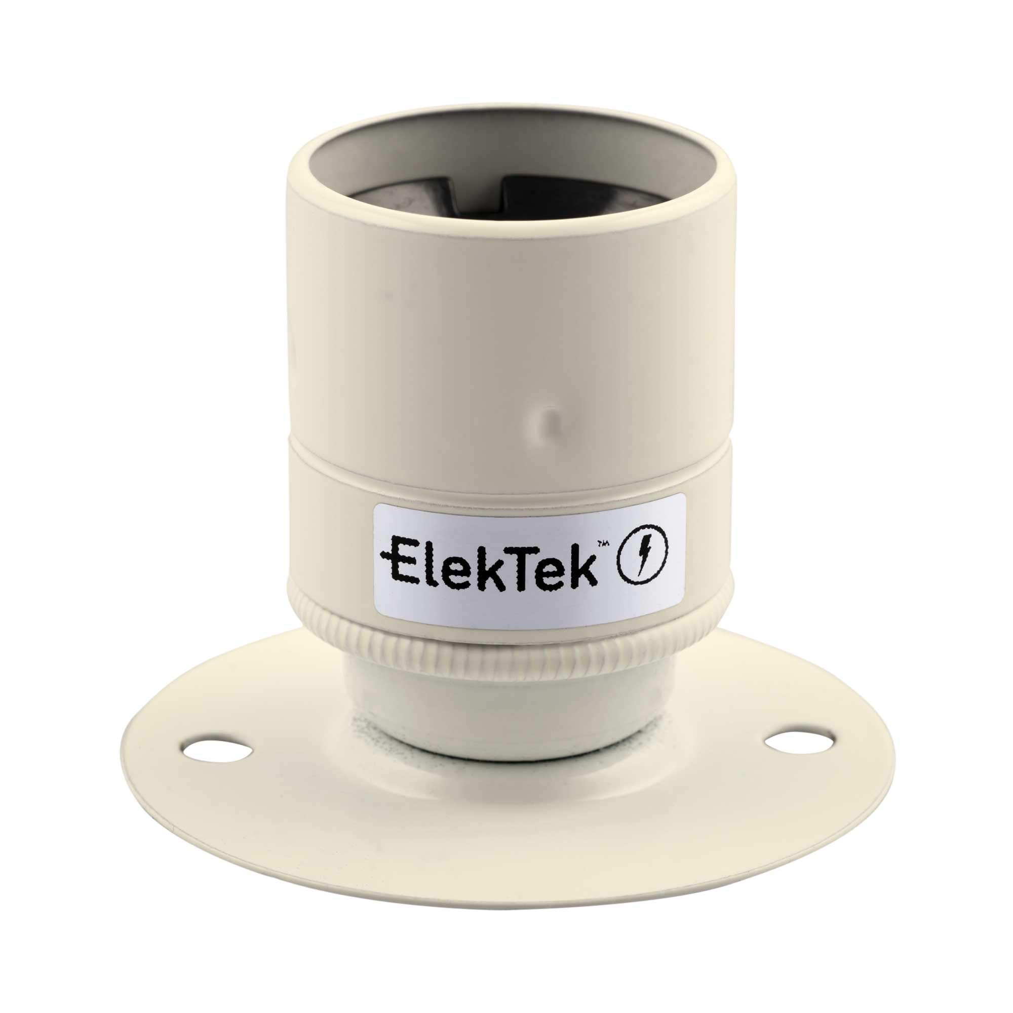 ElekTek ES E27 Batten Lamp Bulb Holder with Plain Skirt Ideal for Vintage Filament Bulbs Antique White