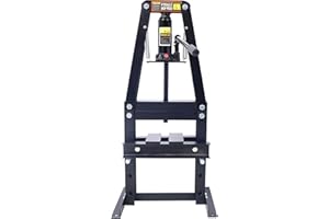 HRVEOCEI 6 Ton Shop Press with Press Plates, A-Frame Hydraulic Press Height Adjustable, Heavy Duty Hydraulic Power Unit for Auto Repair Shops, Mechanical Workshops, Garages, Basements (Black)