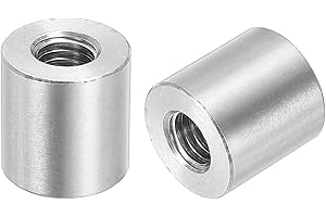 uxcell 4Pcs M10 Round Connector Nuts, 304 Stainless Steel Coupling Nut 20mm/0.8" Length Sleeve Rod Bar Stud Nut for Bracket, 