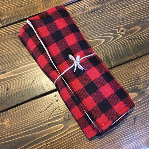 Buffalo Plaid &amp; Natural Burlap Table Runner