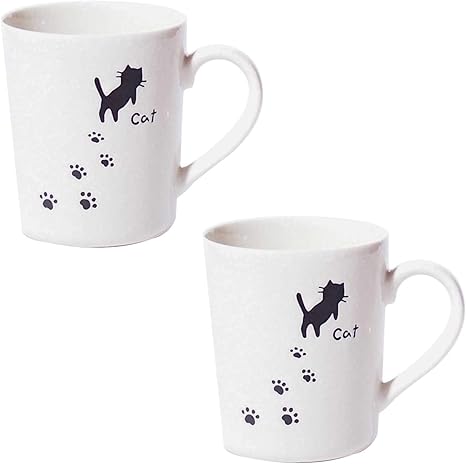 Amazon Co Jp みのる陶器 Minorutouki マグカップ 足あとねこ 3ml 軽量メモリーマグカップ 2個入 ホーム キッチン