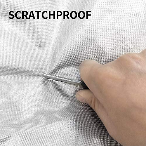 Car Covers Outdoor Silvery 5 Layers Auto Covers with Driver Door Zipper UV Protection Waterproof Windproof Dust-Proof Scratch Resistant Outdoor/Indoor Universal Car Covers for Sedan 200" - Thumbnail 6