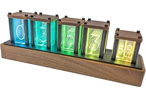 Adventurers Digital Tube Desk Clock Retro Modern Wooden Clock 1600 Colors RGB Full-Color LED Digital Clock Digital Tube DIY D