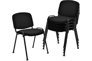 Giantex Set of 5 Conference Chair with Ergonomic Upholstered Seat, Non-Slip Foot Pad, Elegant and Stackable Design for Home & Office, Waiting Room, Guest Room, 5 Pieces Reception Executive Chair Set