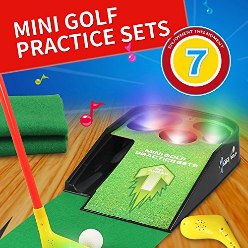 UBOWAY Mini Golf Putting Green Putting Mat Set with Sound Effect for Kids, Toddlers, Golf Beginner