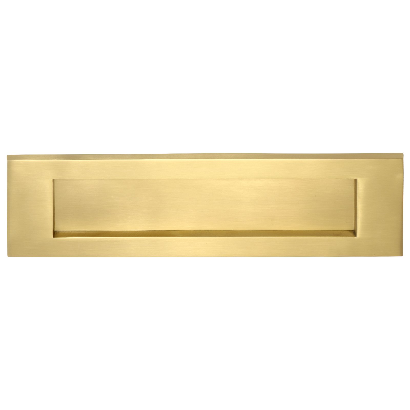 Letter Box Plate Satin Brass, Overall 12" x 4" with Bolt Centres 268 mm, House of Brass, L03C-SB