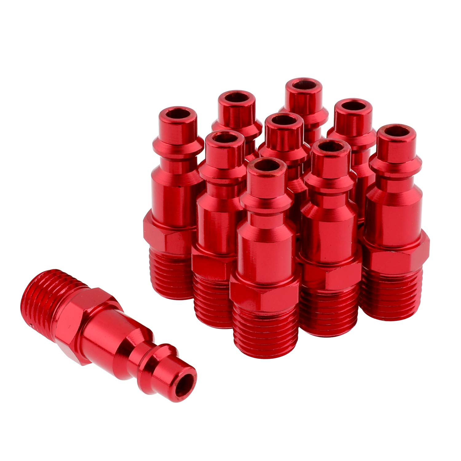 WYNNsky Color Fittings, 1/4''MNPT Air Plug, I/M Type-Red, 10 Pieces Air Compressor Accessories Fittngs