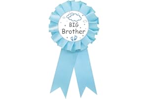 SUPERLUBY Nighttime Sky Big Brother Tinplate Badge Pin, Cloud Brother to Be Pin, Nighttime Sky Happy Birthday Button for Boy, Blue Rosette Birthday Boy Award Ribbon, Cloud Baby Shower Party Favors