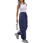 ZAFUL Cargo Pants Women High Waisted Parachute Pants with Pockets Quick Dry Lightweight Baggy Pants