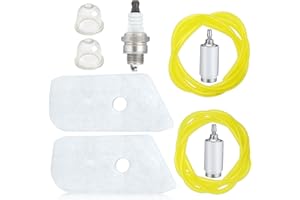 Powtol Air Filter + Fuel Line Primer Bulb Spark Plug for Husqvarna 128LD 128CD 125L 128LDX 128L 124L 125LDX Trimmer Brushcutter Parts 530150253