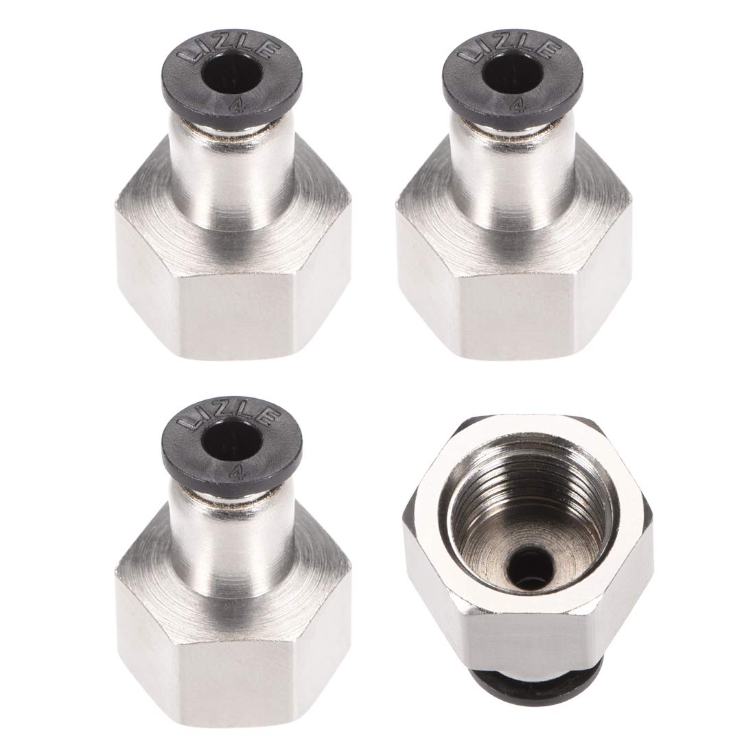sourcing map Push to Connect Tube Fitting Adapter 4mm Tube OD x 1/4" PT Female Straight Pneumatic Connecter Connect Pipe Fitting 4pcs