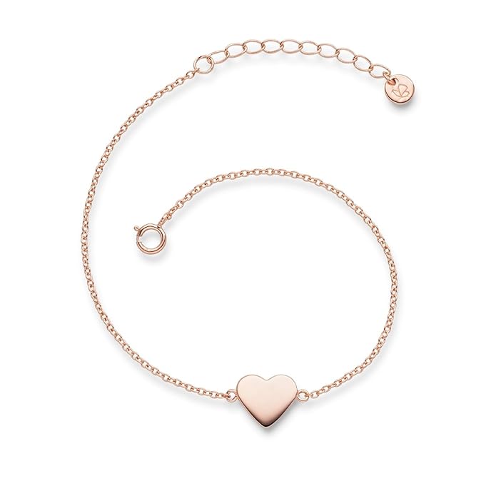 Glanzstücke München Damen-Armband Herz Sterling Silber rosévergoldet 17 + 3 cm - Armkettchen mit Herz-Anhänger Silberkettchen