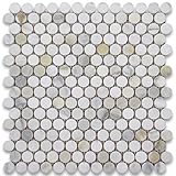Calacatta Gold Italian Calcutta Marble Penny Round Mosaic Tile 3/4 inch Polished