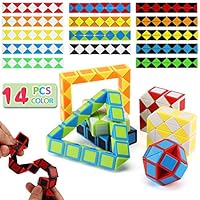 14 Pack Speed Snake Cube Puzzle Toys Set(24 Blocks), Twist Fidget Gift for Kids Child Boy Girl Brain Teaser Game, Mini Magic Cubes for Goody Bag Filler, Party Favors School Supplies Birthday Giveaway