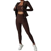 Yknktstc Womens Two Piece Tracksuit Set Long Sleeve Zipper Jacket with Athletic High Waist Leggings Workout Outfit