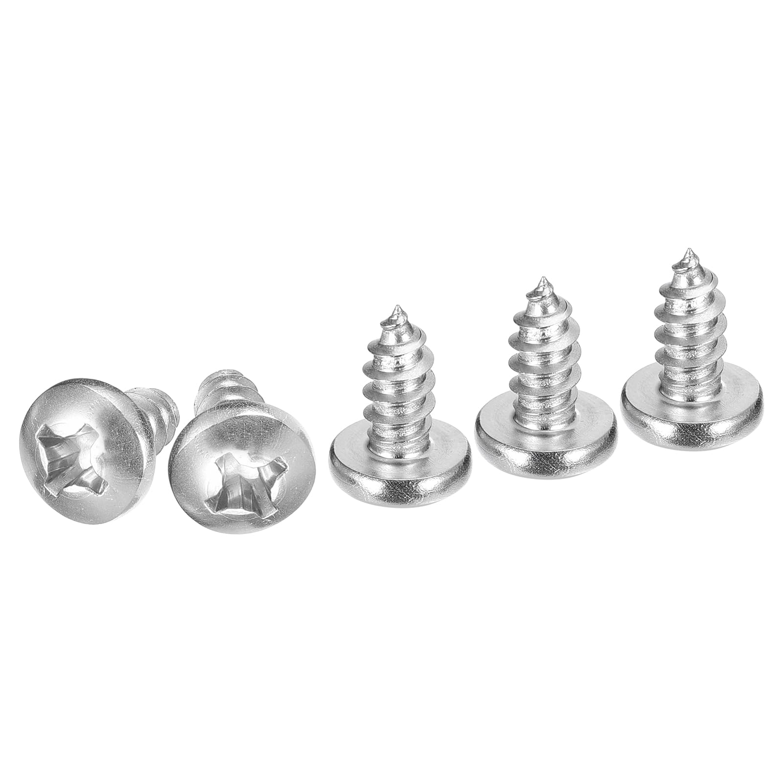 DTGN #12x1/2" Phillips Pan Head Self-tapping Screw - 60Pack - Bright Finish 304 Stainless Steel Sheet Metal Screws Wood Screws — image 1