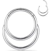 FUNLMO 316L Surgical Steel Septum Ring Double Hoop Nose Ring Daith Tragus Helix Rook Conch Piercing Jewelry Cartilage Hoop Earring