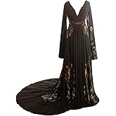 TPonline Boho Wedding Dress Long Sleeve Chiffon Bridal Dress with V Neck 2026 A Line Outdoor Wedding Gown TPZF058