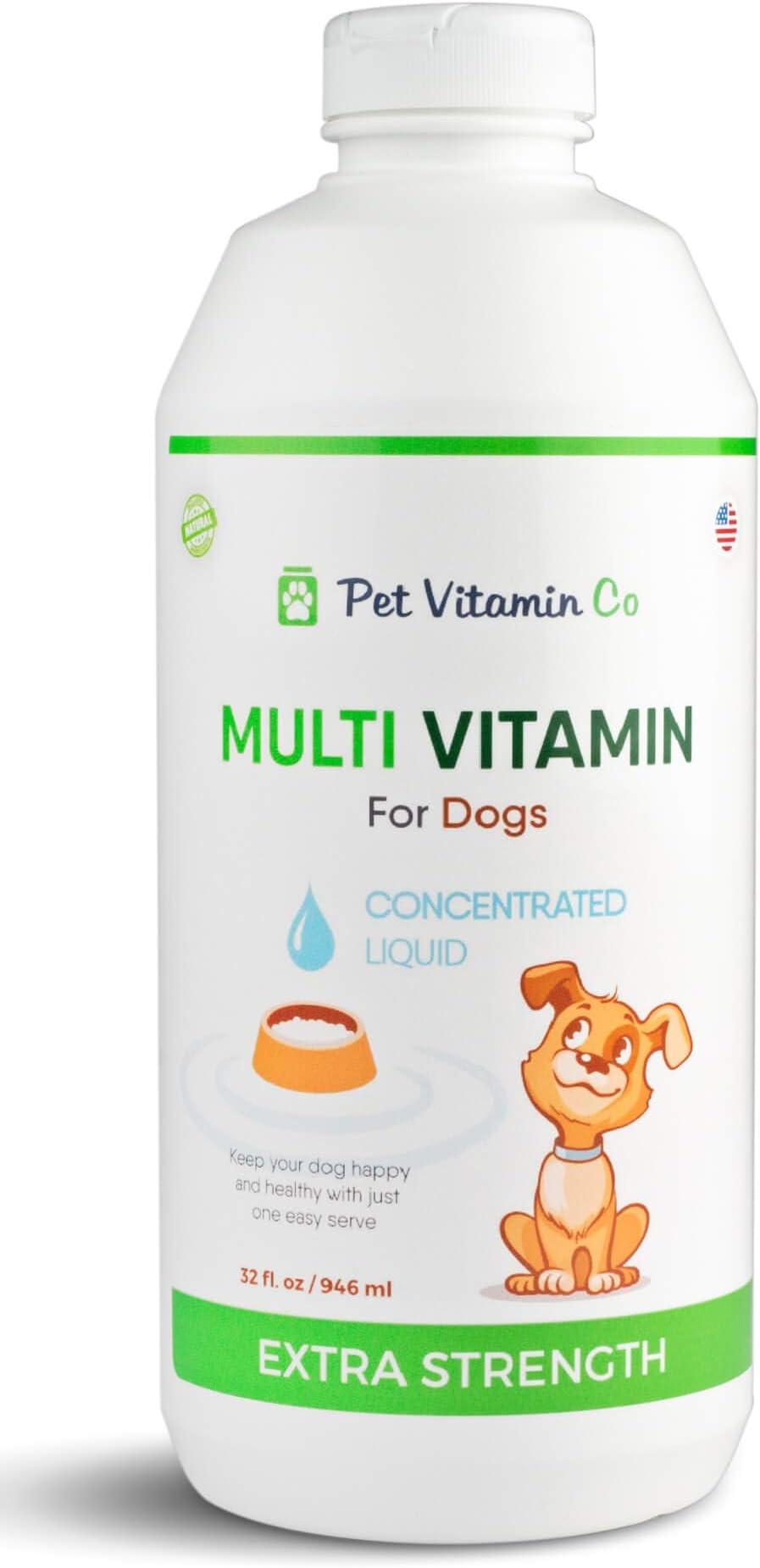 Natural Liquid MultiVitamin for Dogs - Includes Omega 3, 6, 9 Fatty Acids - Glucosamine & MSM for Healthy Joints - Improves Coat, Skin & Keeps Heart Healthy - 32fl oz