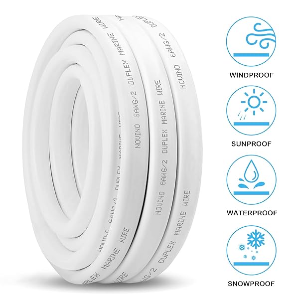6 GAUGE MARINE WIRE DUPLEX MARINE GRADE WIRE,6 AWG 50FT TINNED COPPER BOAT ELECTRICAL CABLE FOR BOAT/AUTOMOTIVE/RV/CAMPER OUTDOOR USE