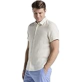 Perry Ellis Mens Solid Linen Short Sleeve Button-Down Shirt