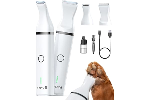 oneisall Dog Clippers with Double Blades,Cordless Small Pet Hair Grooming Trimmer,Low Noise for Trimming Dog's Hair Around Pa