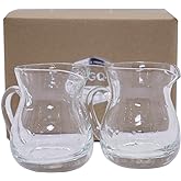 DGQ Classic Glass Creamer Pitcher with Handle 4oz Pack of 2 Milk Pourer | Mini Creamer Dispenser with Pouring Spout Transparent Milk Frother Cup for Coffee Tea Maple Syrup Serving Salad Dressing