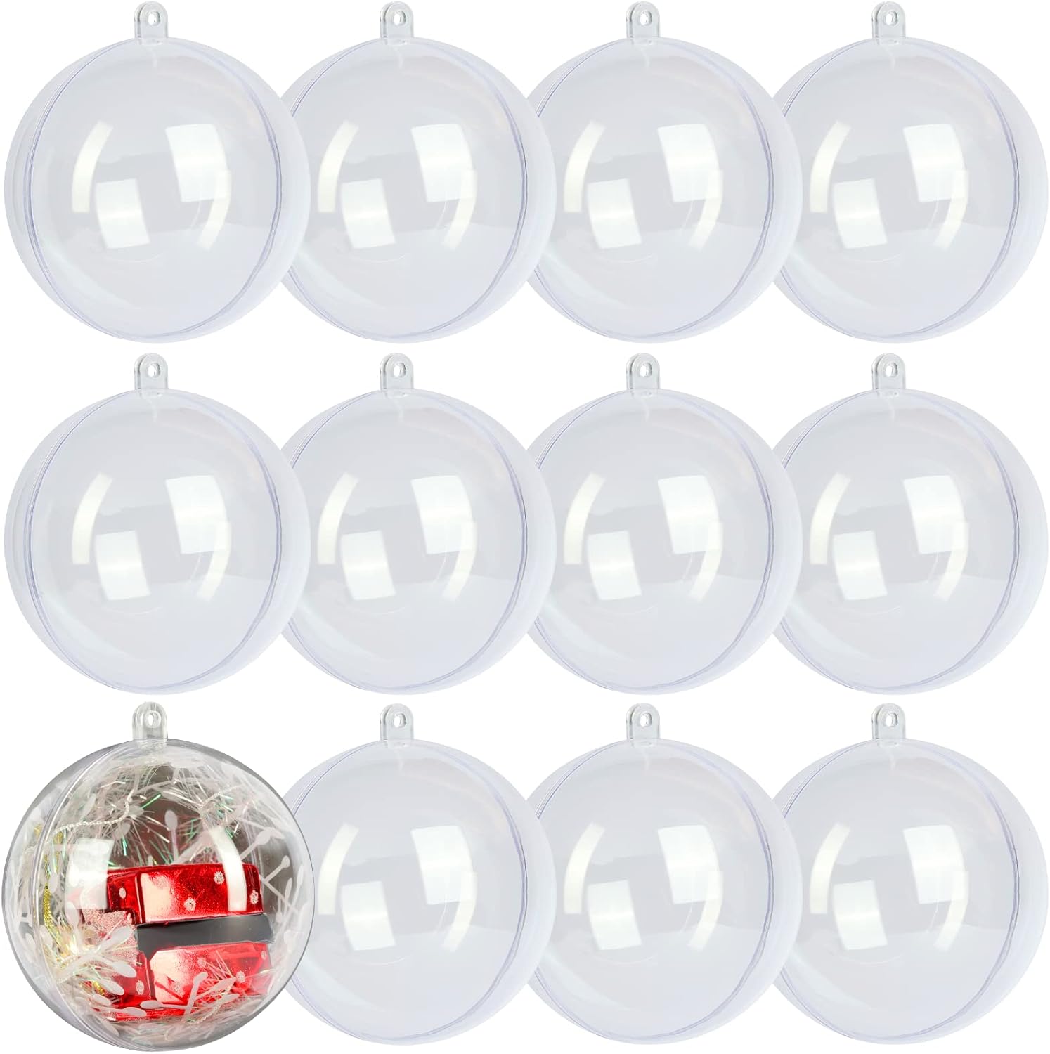 Ornaments - Clear Plastic Fillable Ornament Ball 3.15''/80mm for Christmas,Holiday, Wedding,Party,Home Decor (12 Pack)