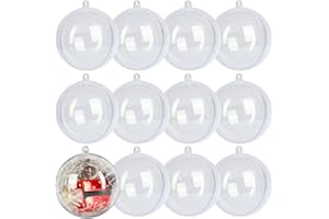 LYLYFAN 12 Pack Clear Plastic Fillable Ornament Ball 3.15''/80mm for Christmas,Holiday, Wedding,Party,Home Decor