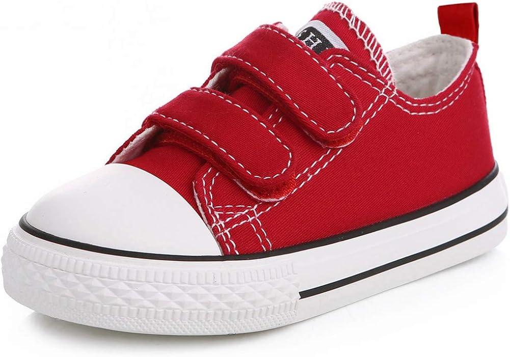 boys red canvas shoes