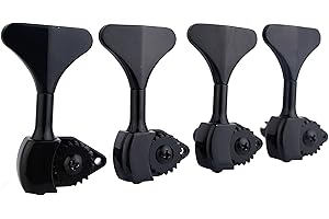 Guyker Bass Machine Head (4 for Right) - 1:20 Ratio Open Gear Tuners Tuning Key Pegs Replacement for Electric Jazz Guitar Bass or Precision Instruments - black
