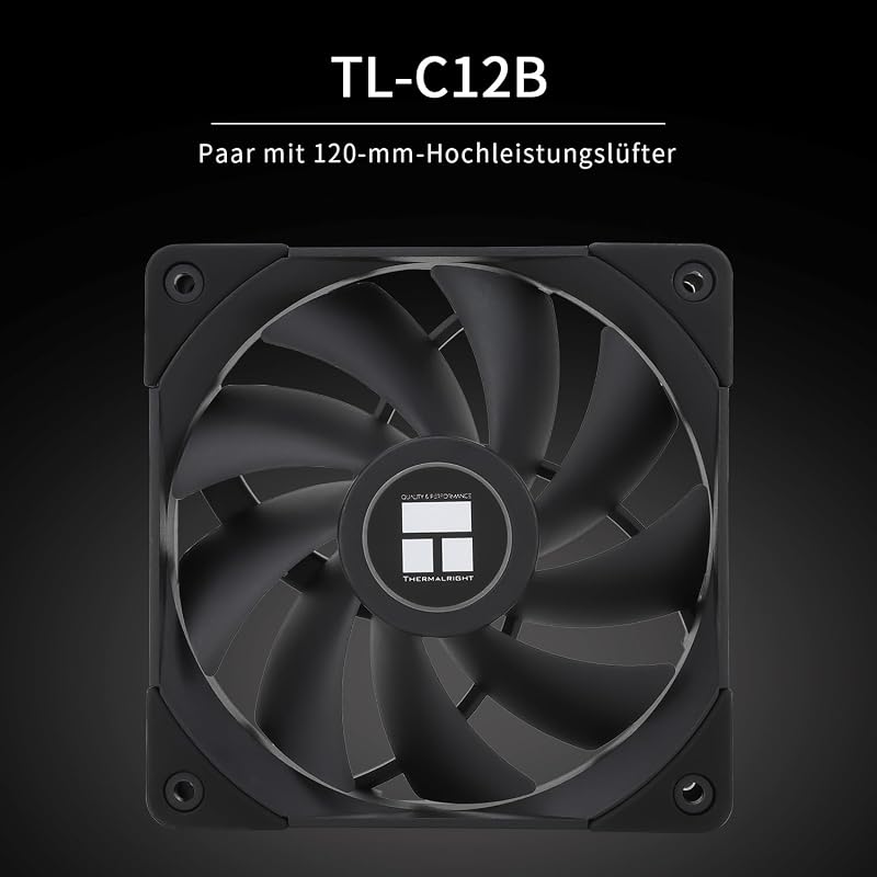 Peerless Assassin 120 Black CPU-Luftkühler, 6 Heatpipes, zwei 120mm C12B PWM Lüfter, Aluminium-Kühlkörperabdeckung, AGHP-Technologie, für AMD AM4/Intel LGA 1700/1150/1151/1200/2066/2011