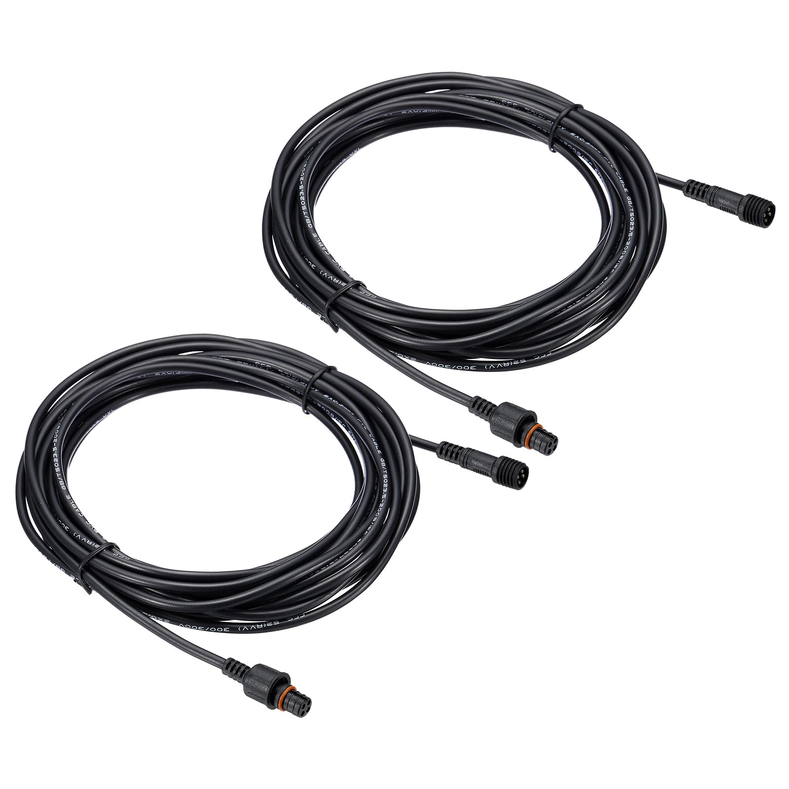 PATIKIL 16.4Ft 4 Pin Extension Cable Wire, 2 Pcs 22AWG Waterproof IP67 Connector with Male and Female at Both Ends for LED Strips, Black