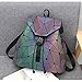 Nevenka Geometric Lingge Luminous Women Backpack Flash Colorful Travel Gym Drawstring Bags Rucksack (Colorful-Luminous, Large geometric square)